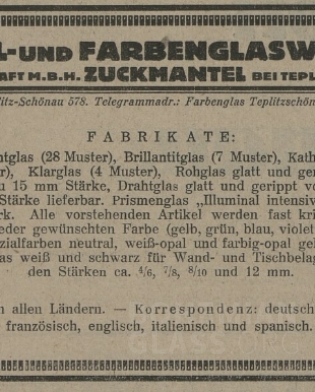 TAFEL- und FARBENGLASWERKE G.m.b.H ZUCKMANTEL